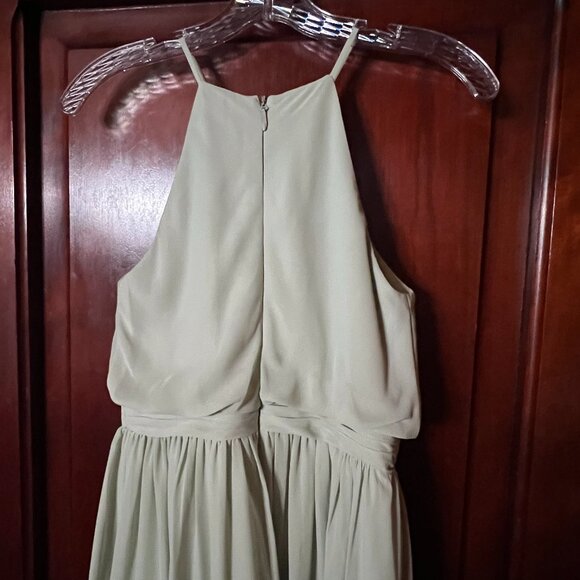 JJ's House Pale Sage Lined Sleeveless Halter Bridesmaid/Prom Gown w/Sash Sz 2 - Picture 4 of 13
